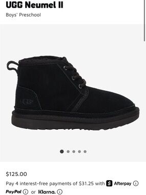 UGG Boys' Neumel II Black Suede Ankle Boots